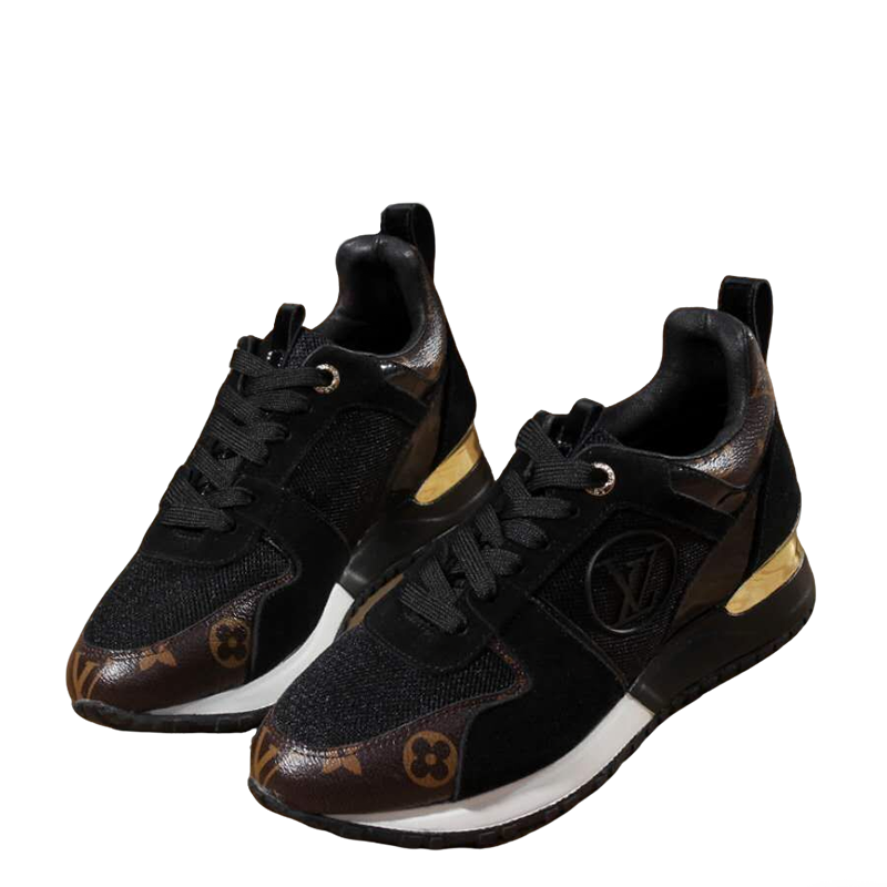 Louis Vuitton Women's Fashion Sneakers With Gold Accents And Signature Patterns