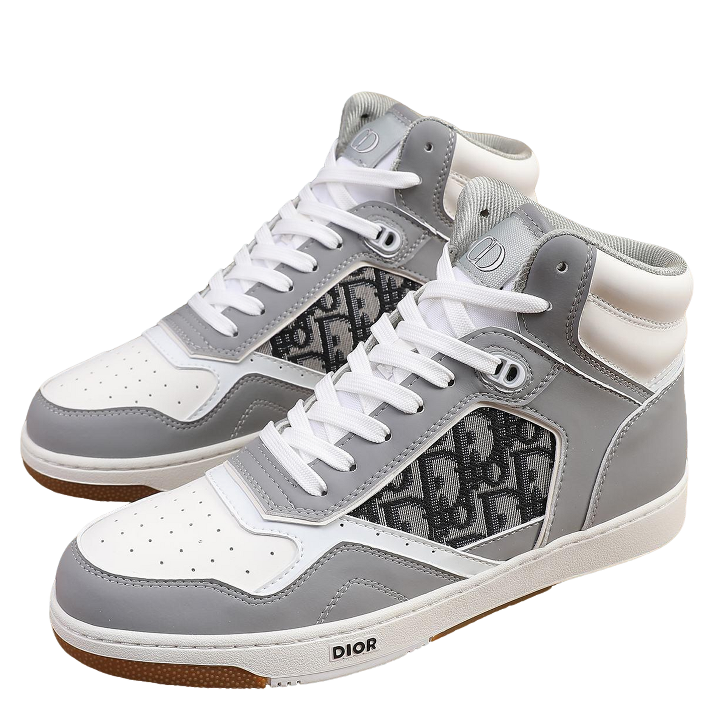 Dior Men's High Top Sneakers with Oblique Pattern and Adjustable Strap