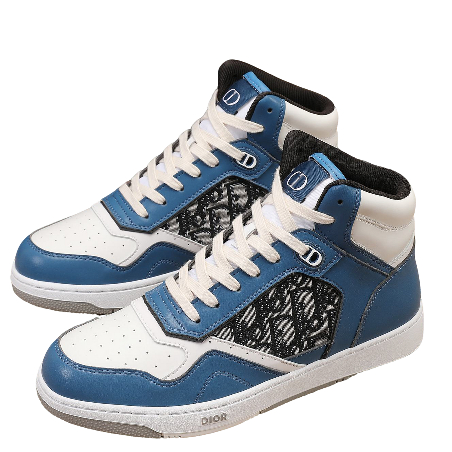 Dior Men's High Top Sneakers with Oblique Pattern and Adjustable Strap