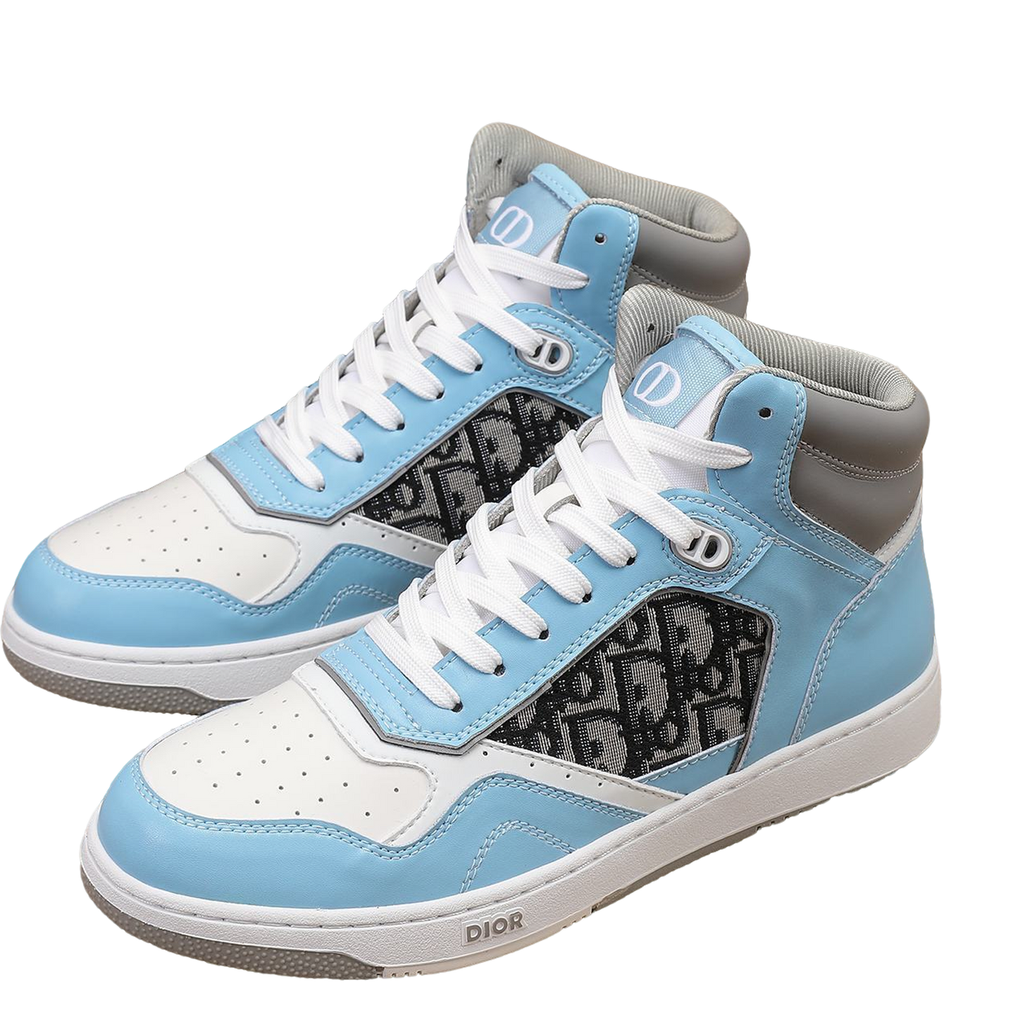 Dior Men's High Top Sneakers with Oblique Pattern and Adjustable Strap