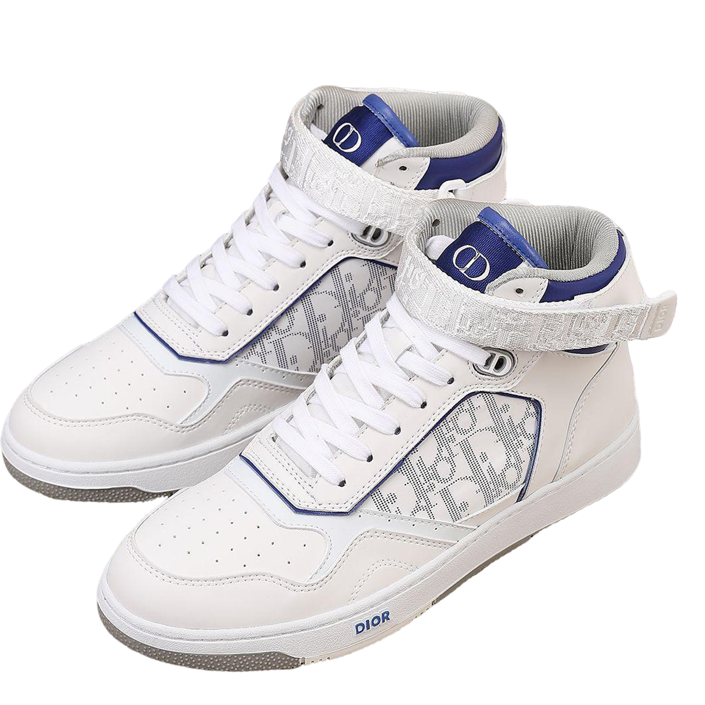 Dior Men's High Top Sneakers with Oblique Pattern and Adjustable Strap