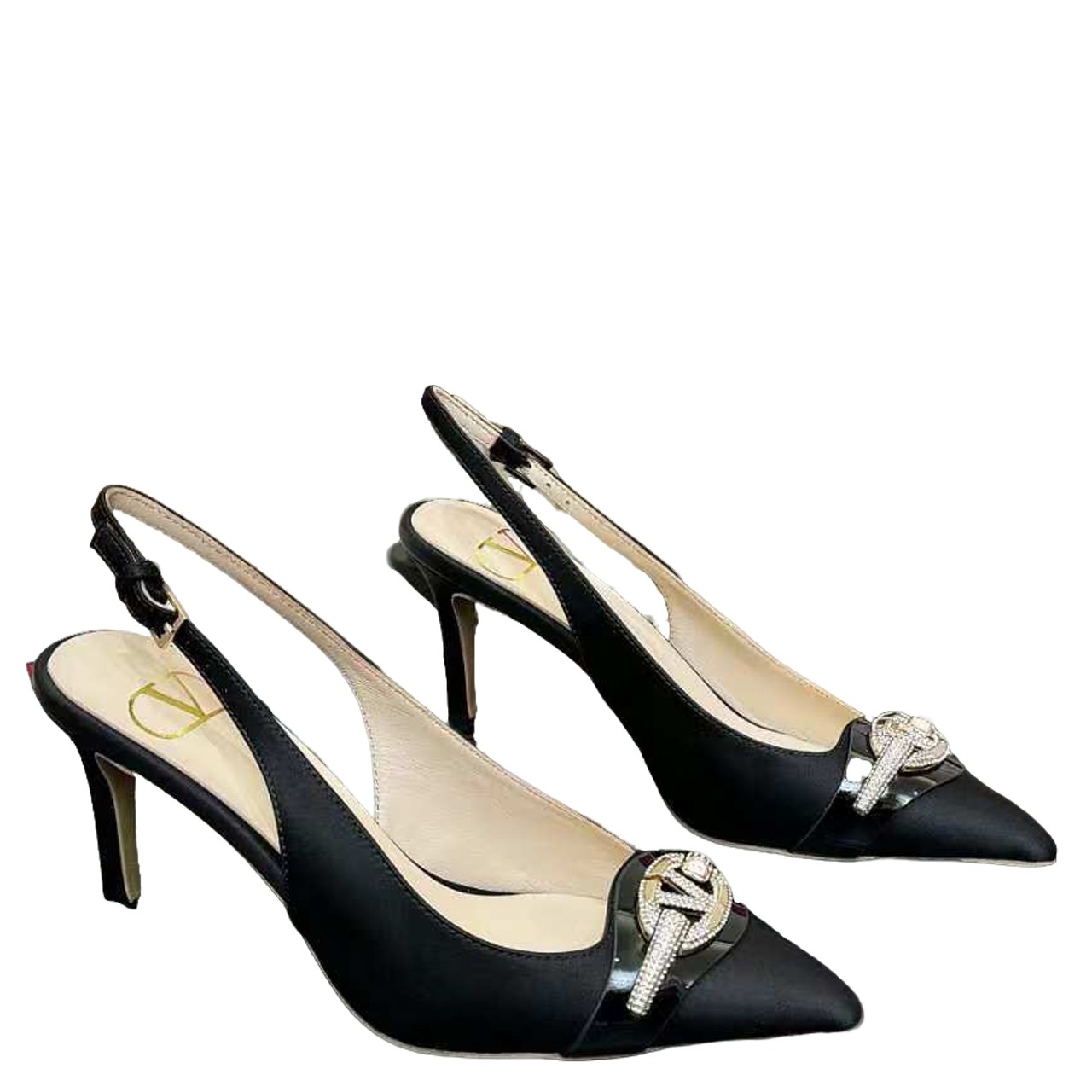 Valentino Women's Pointed Toe Bow High Heels Luxury Patent Leather Pumps