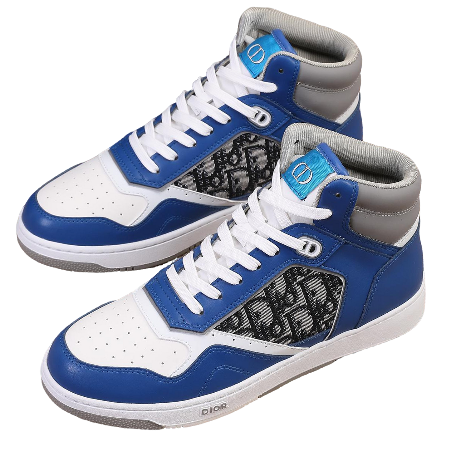 Dior Men's High Top Sneakers with Oblique Pattern and Adjustable Strap