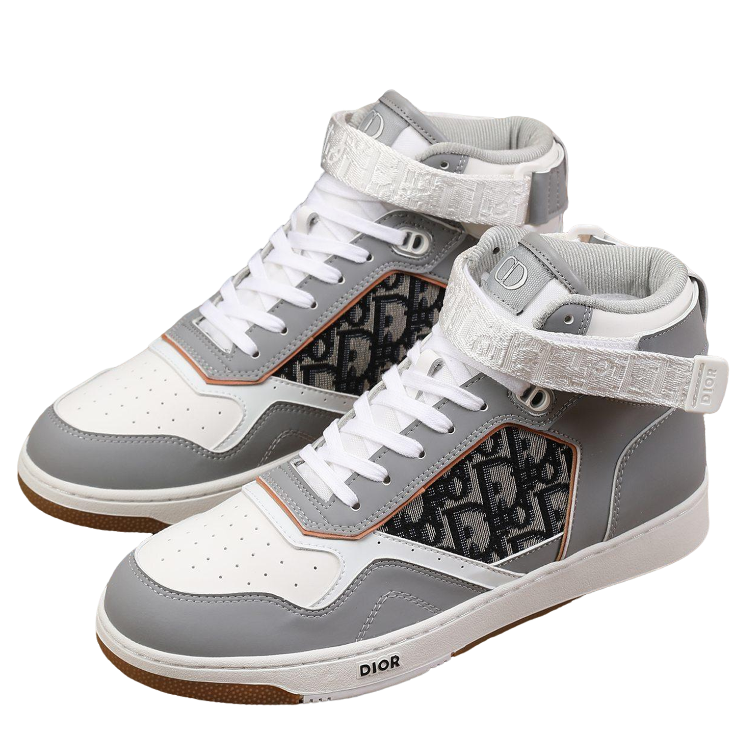 Dior Men's High Top Sneakers with Oblique Pattern and Adjustable Strap