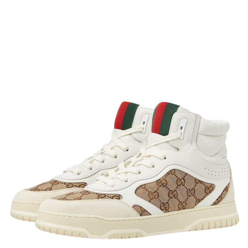 Gucci Unisex High-Top Sneakers With GG Monogram And Web Stripes