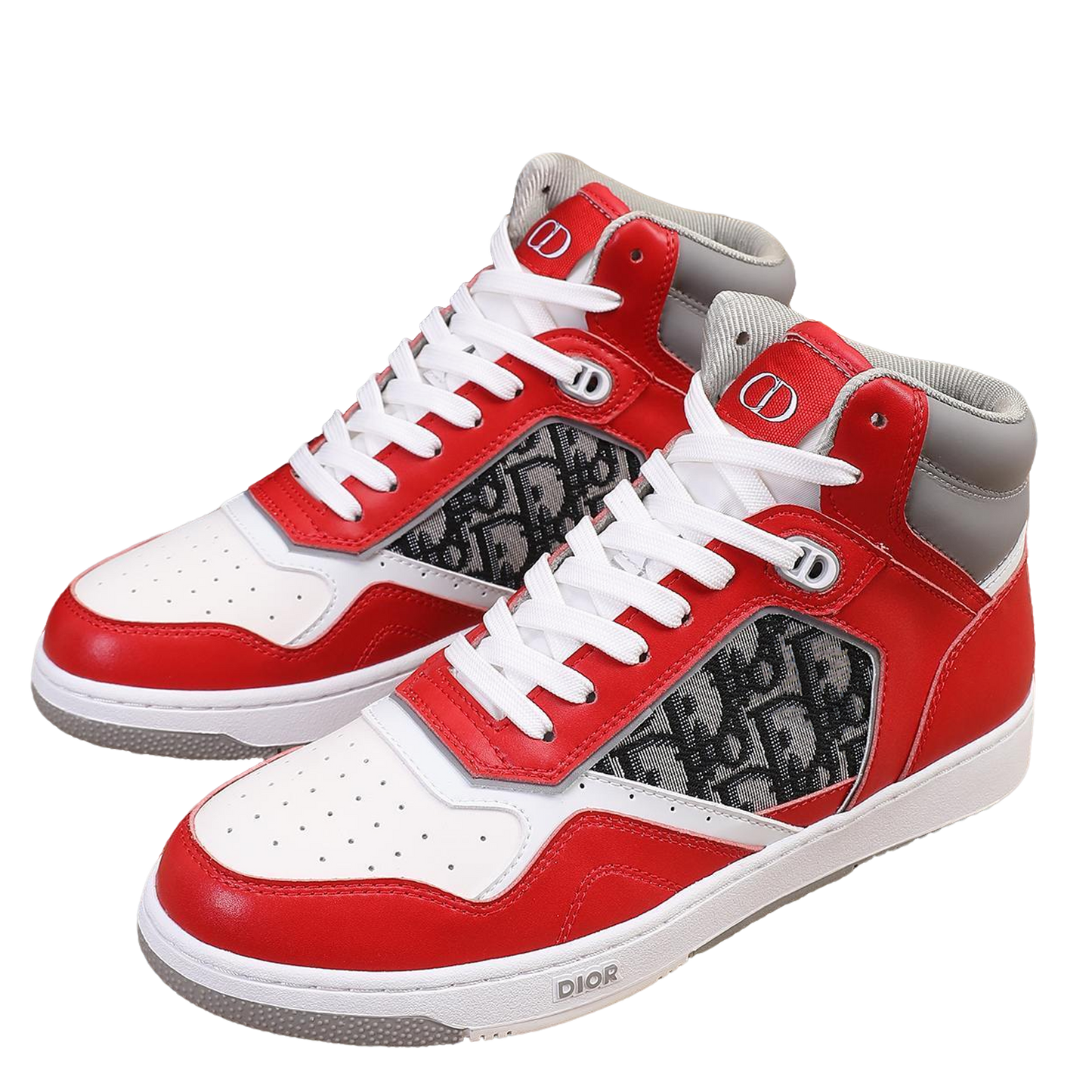 Dior Men's High Top Sneakers with Oblique Pattern and Adjustable Strap
