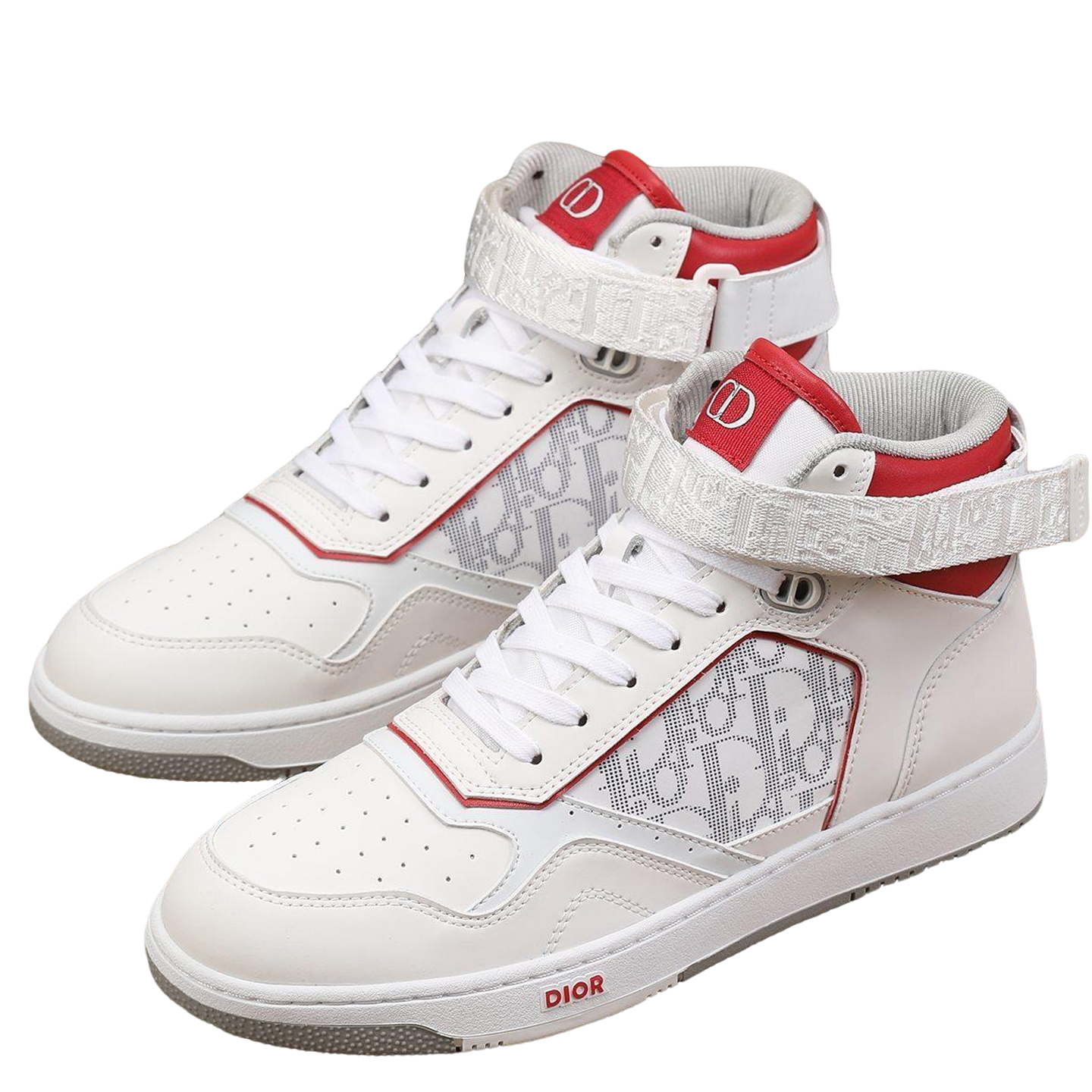 Dior Men's High Top Sneakers with Oblique Pattern and Adjustable Strap