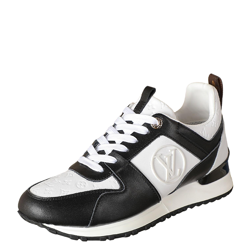 Louis Vuitton Women's Black and White Fashion Sneakers with Prominent Logo