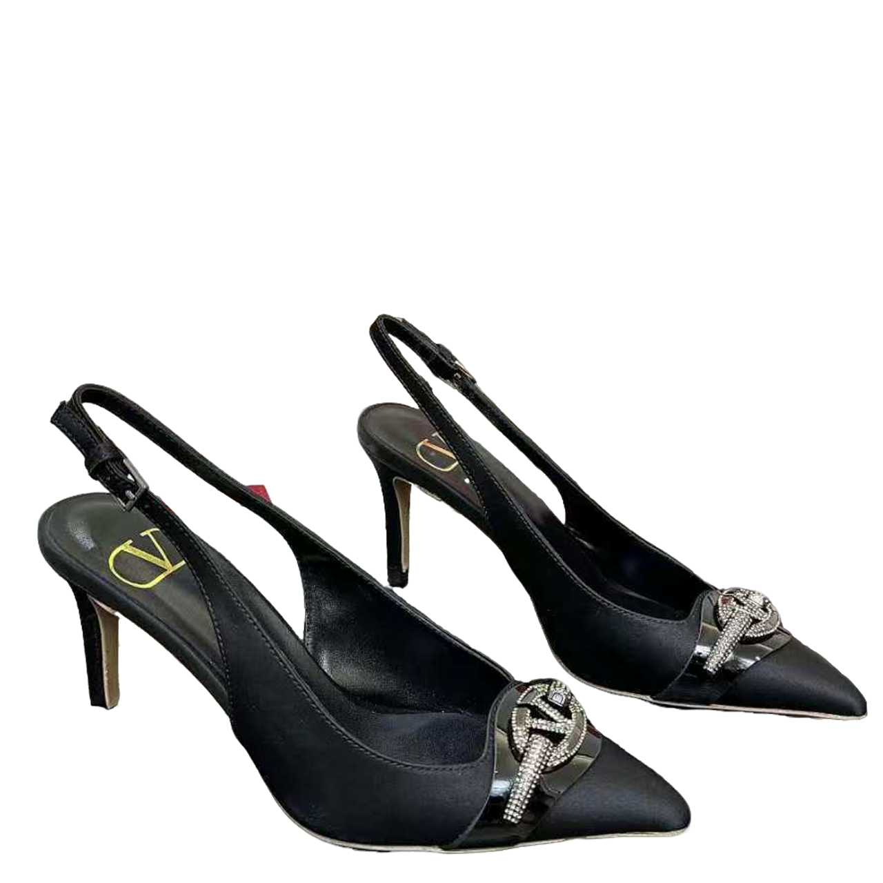 Valentino Women's Pointed Toe Bow High Heels Luxury Patent Leather Pumps
