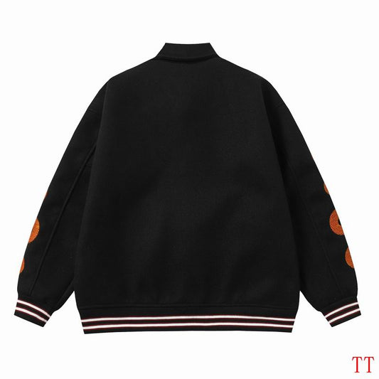 Amiri Black Jacket With Orange Snake Pattern And Brand Embroidery