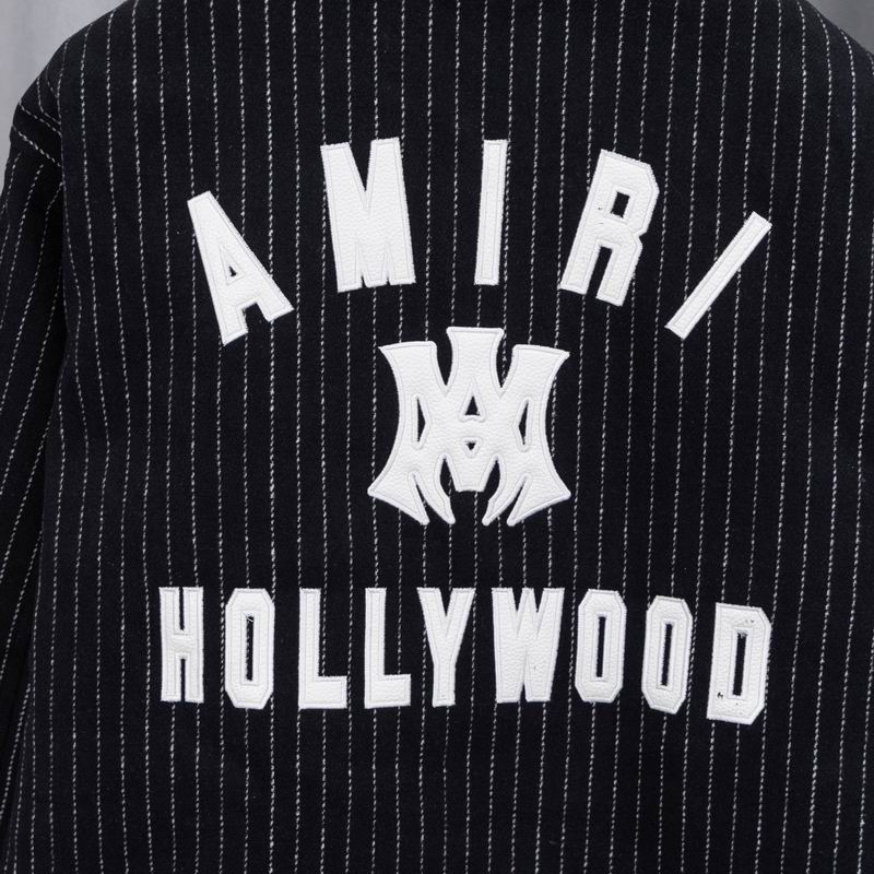 Stylish Amiri Striped Varsity Jacket With Logo