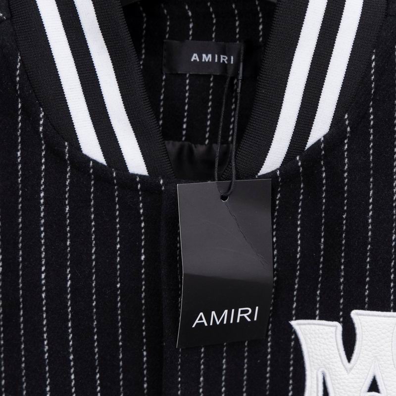 Stylish Amiri Striped Varsity Jacket With Logo