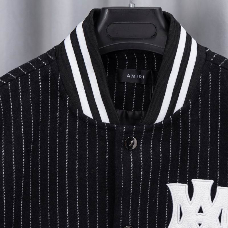 Stylish Amiri Striped Varsity Jacket With Logo