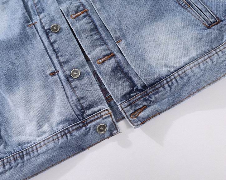 Amiri Light Blue Denim Jacket With Colorful Embroidered Badge