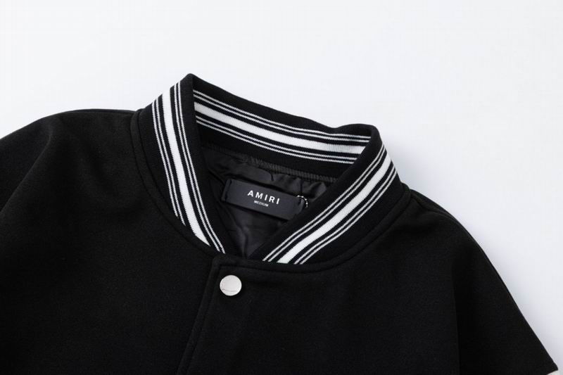 Amiri Black And White Varsity Jacket With Hollywood Embroidery