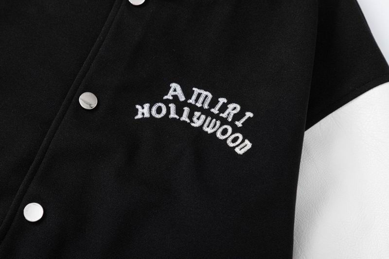 Amiri Black And White Varsity Jacket With Hollywood Embroidery