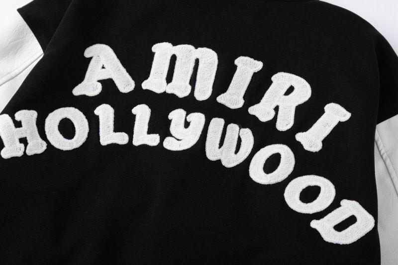 Amiri Black And White Varsity Jacket With Hollywood Embroidery