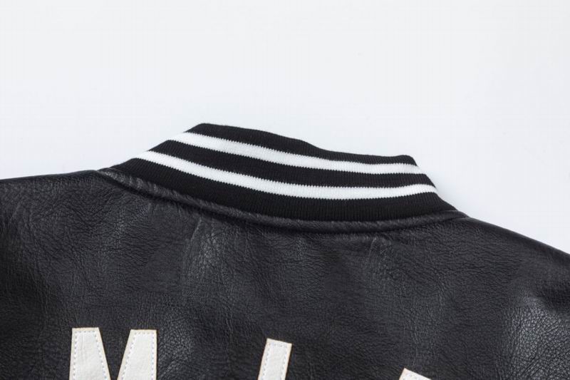 Amiri Black Faux Leather Varsity Jacket With Iconic Logo