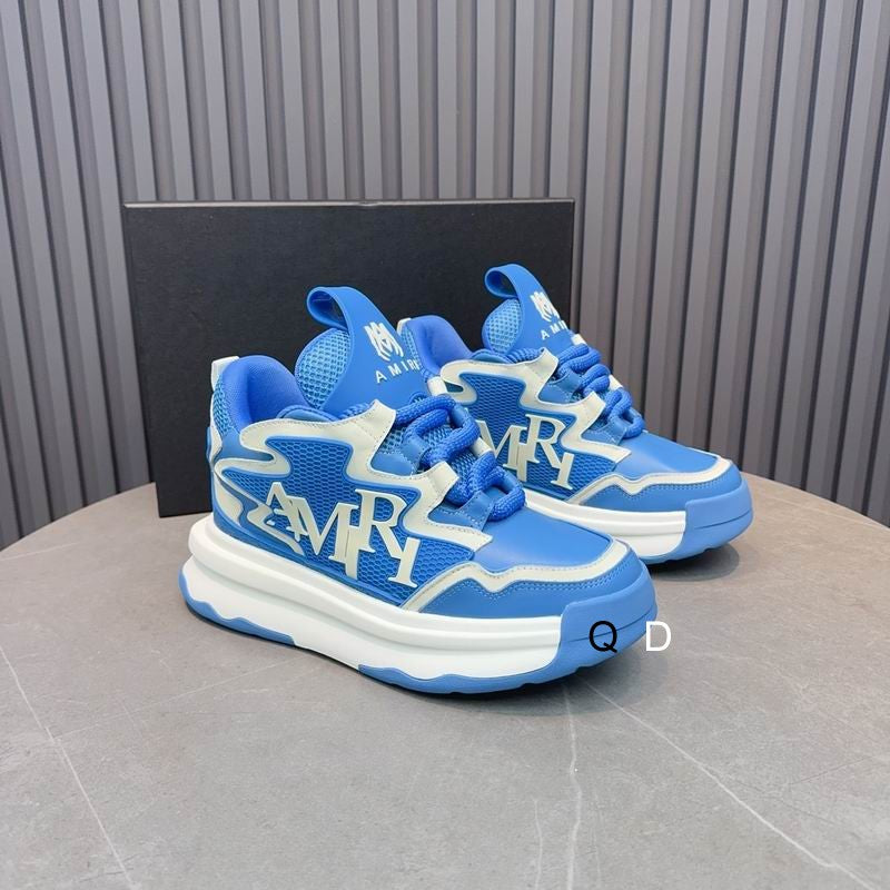 Unisex Amiri Blue And White Chunky Platform Sneakers With Branding