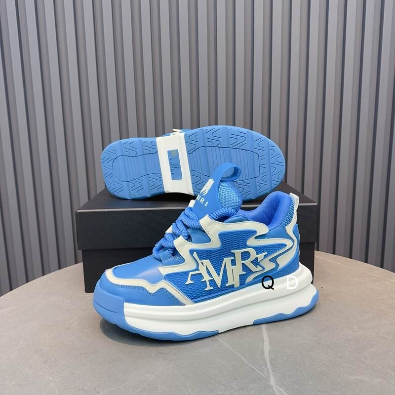 Unisex Amiri Blue And White Chunky Platform Sneakers With Branding