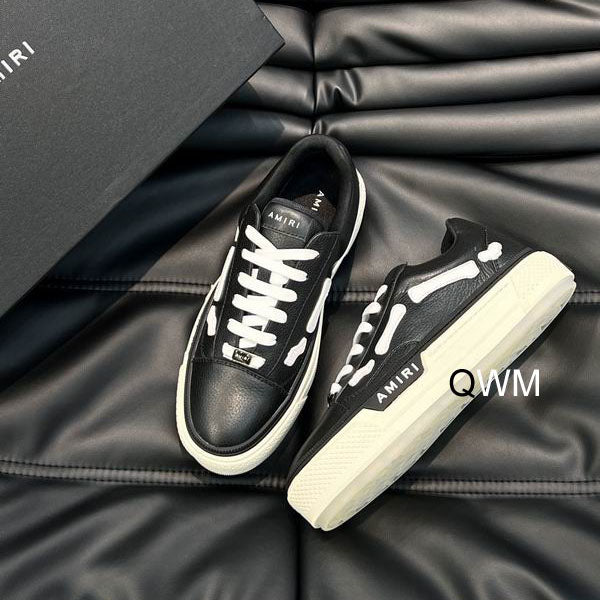 Amiri Black And White Low - Top Leather Sneakers With Contrast Details