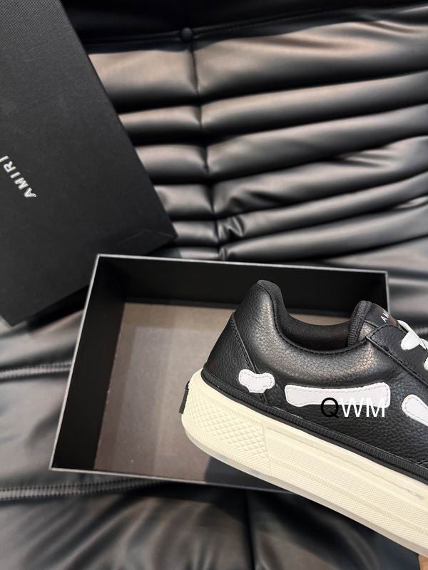Amiri Black And White Low - Top Leather Sneakers With Contrast Details