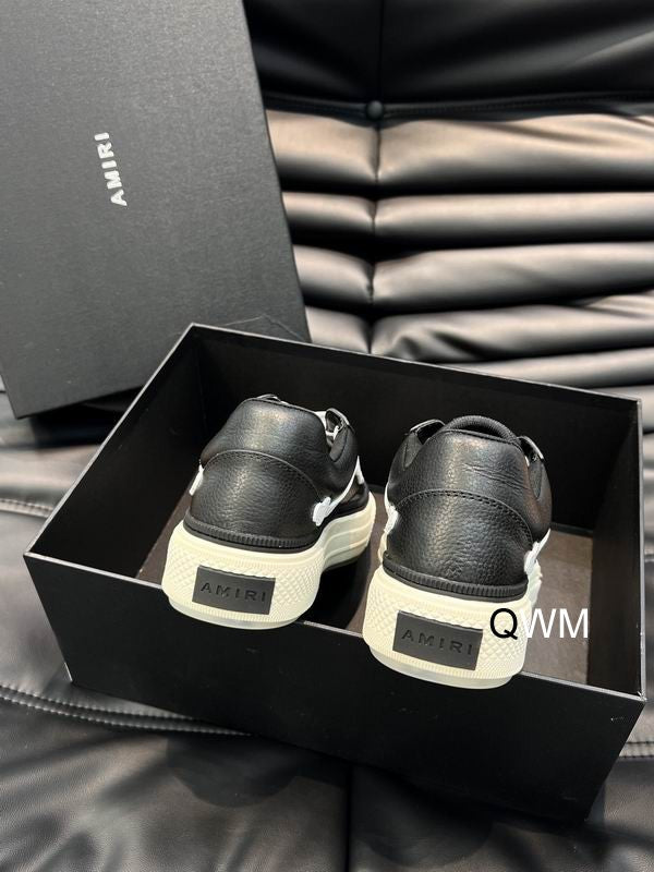 Amiri Black And White Low - Top Leather Sneakers With Contrast Details