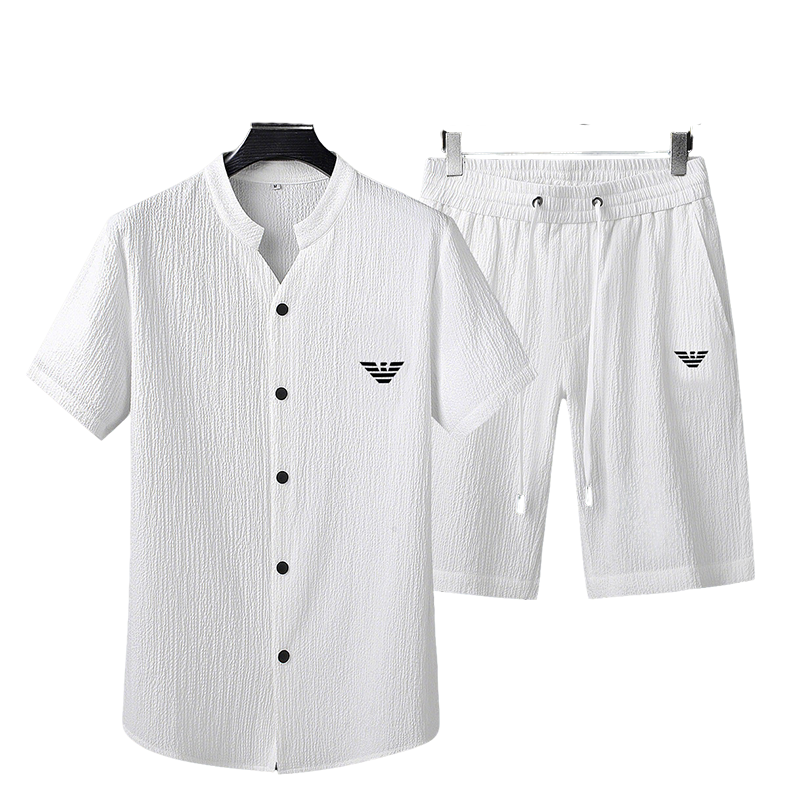Giorgio Armani Men's White Short - Sleeve Shirt And Shorts Set