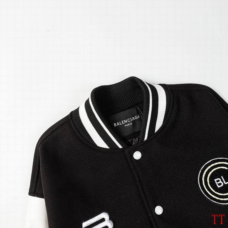Balenciaga Black And White Varsity Jacket With Embroidered Logos