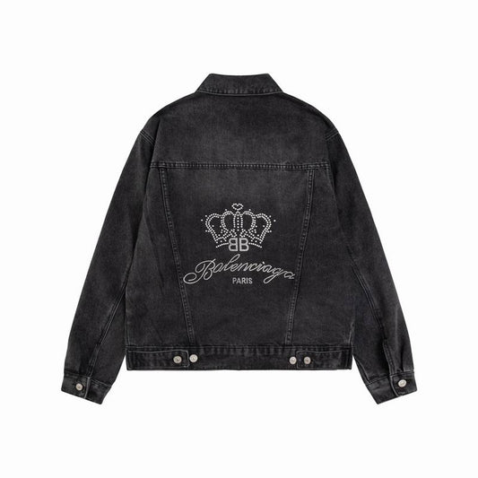 Balenciaga Black Denim Jacket With Classic Button Front Design