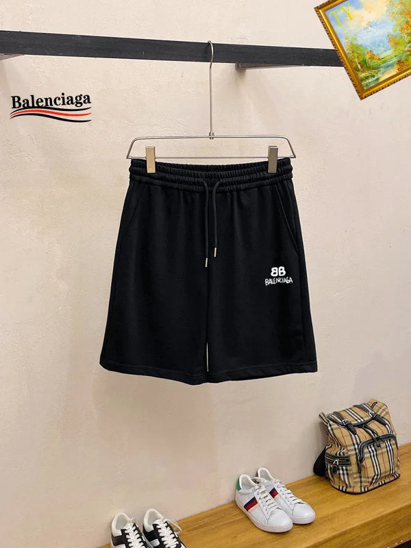 Balenciaga Black T - shirt And Shorts Set With White BB Logo