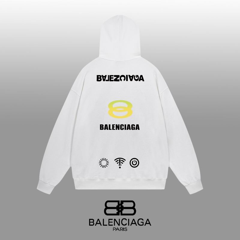 Balenciaga Black/White Hoodie With Unique Circular Logo And Brand Name For Fashion Enthusiasts