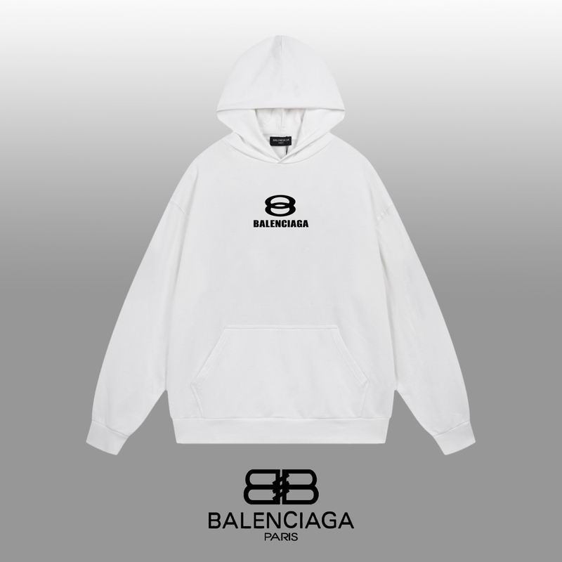 Balenciaga Black/White Hoodie With Unique Circular Logo And Brand Name For Fashion Enthusiasts