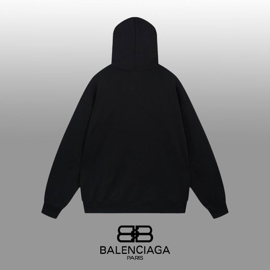 Balenciaga Black Hoodie With White PARIS Logo for Stylish Urban Outfits