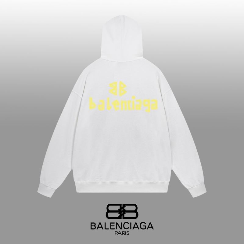 Balenciaga Black/White Hoodie With Distressed Gold Logo For Edgy Streetwear Style