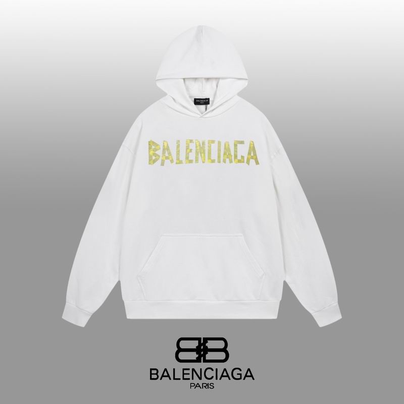 Balenciaga Black/White Hoodie With Distressed Gold Logo For Edgy Streetwear Style