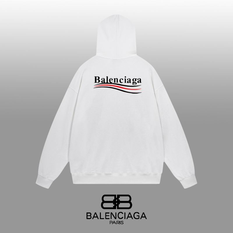 Balenciaga White/Black Hoodie With Small Logo And Striped Detail For Minimalist Chic