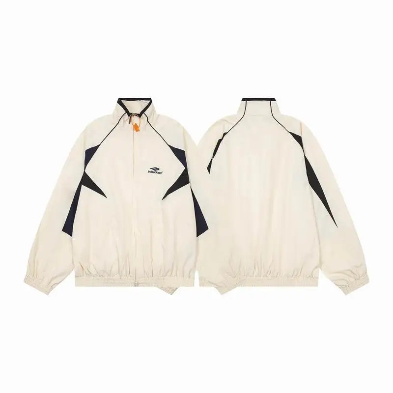 Balenciaga Beige Tracksuit With Contrast Black Accents And Zip Jacket