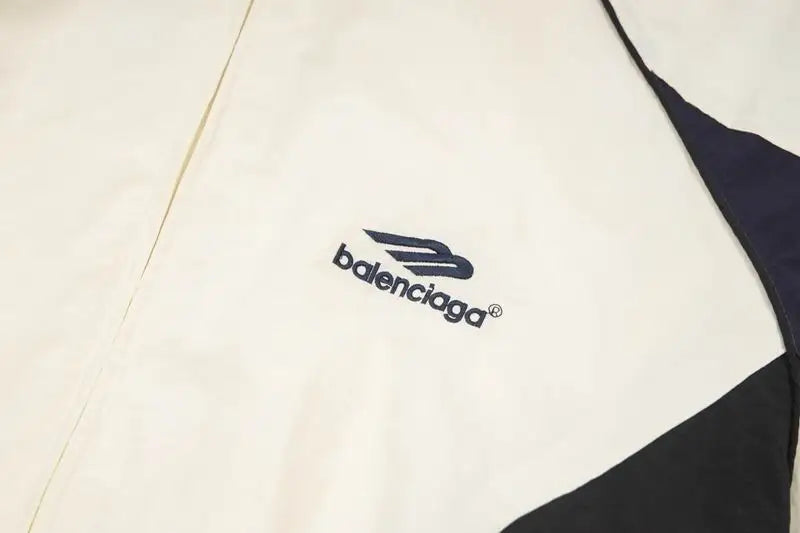 Balenciaga Beige Tracksuit With Contrast Black Accents And Zip Jacket