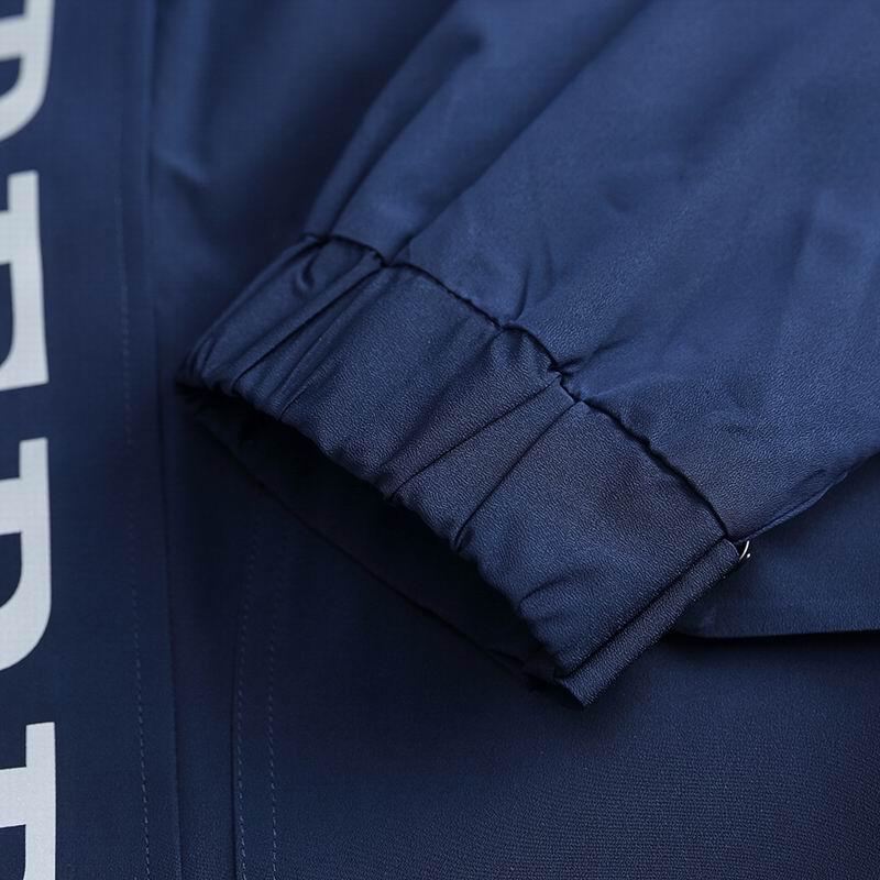 Burberry Blue Hooded Jacket With Bold Brand Lettering