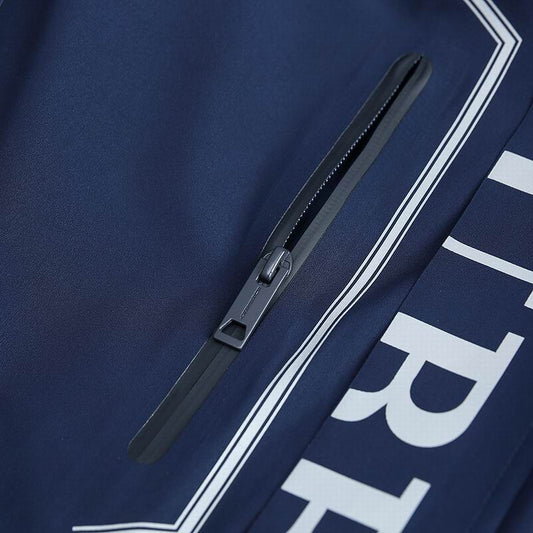 Burberry Blue Hooded Jacket With Bold Brand Lettering