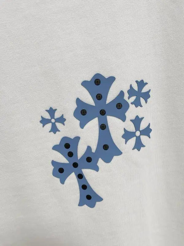 Chrome Hearts White T - shirt And Shorts Set With Blue Cross Motifs