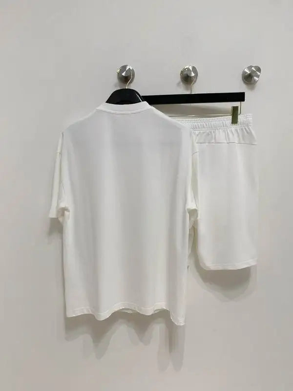 Chrome Hearts White T - shirt And Shorts Set With Blue Cross Motifs