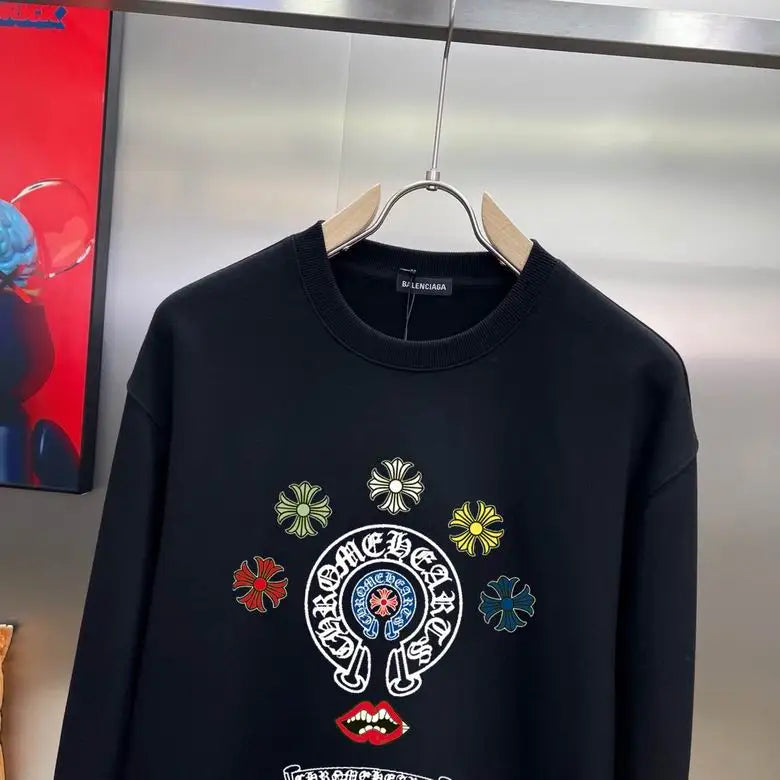 Chrome Hearts Black Tracksuit With Colorful Embroidered Motifs