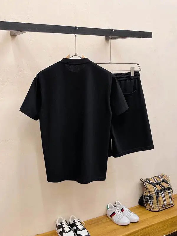 Chrome Hearts Black T - shirt And Shorts Set With Red Graphic Design