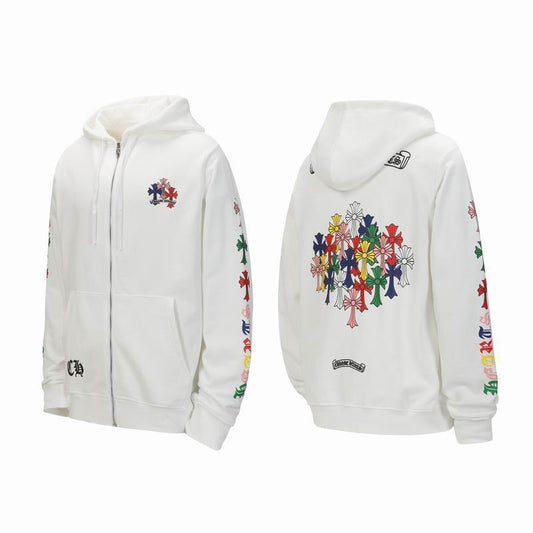 Chrome Hearts Inspired Black Hoodie with Colorful Cross Patterns