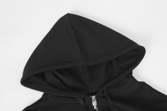 Chrome Hearts Inspired Black Zip - Up Hoodie Jacket with Colorful Accents