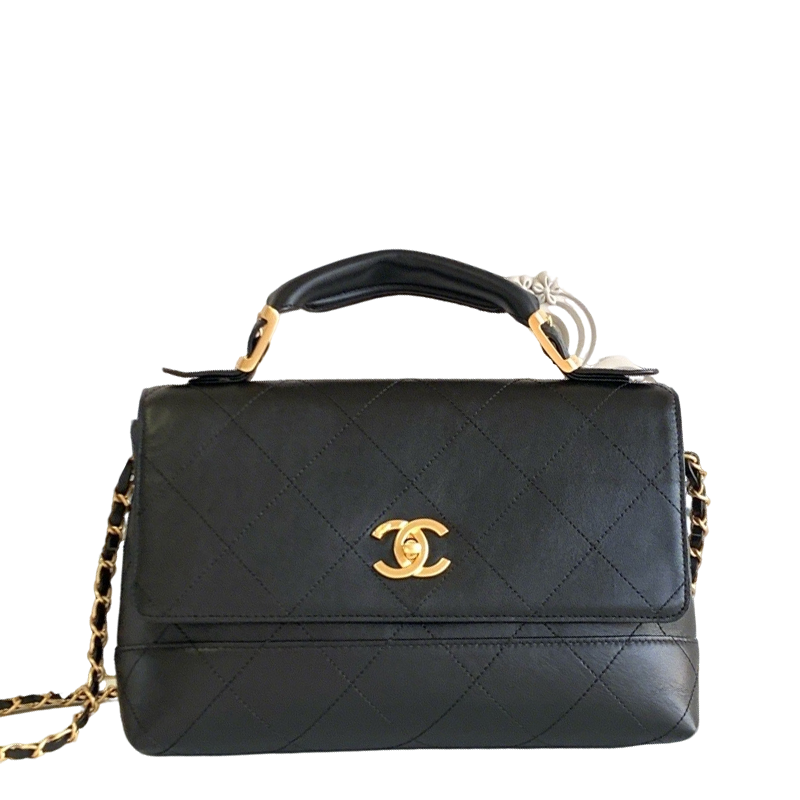 Chanel hobo Black Quilted Leather Handbag With Gold CC Logo And Chain Strap 5637