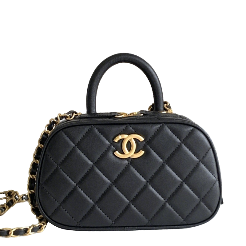Chanel Maxi Black Quilted Handbag With Gold CC Logo And Chain Strap S5572
