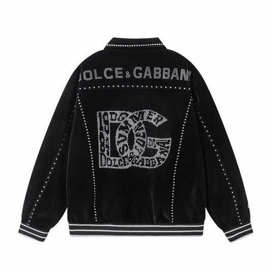 Dolce Gabbana Black Velvet Jacket With Rhinestone Logos And Studs
